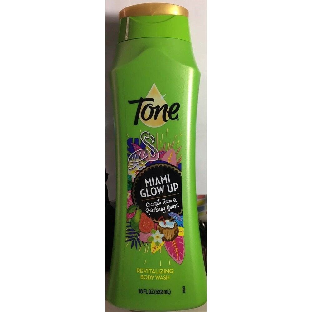 (2) Tone Miami Glow Up Coconut Rum/Guava Replenishing BODY WASH 18 fl oz NEW
